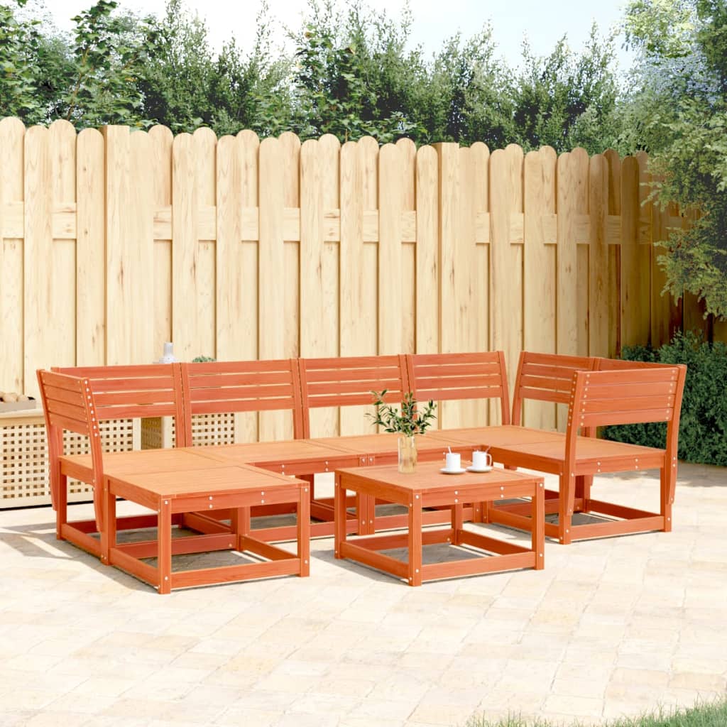 vidaXL Garden Sofa Set | Wax brown | Solid pine wood | Large | Modular