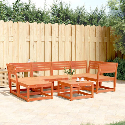 vidaXL Garden Sofa Set | Wax brown | Solid pine wood | Large | Modular