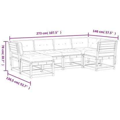 vidaXL 6 Piece Garden Sofa Set with Cushions White Solid Wood Pine