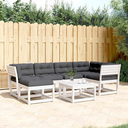 vidaXL 6 Piece Garden Sofa Set with Cushions White Solid Wood Pine