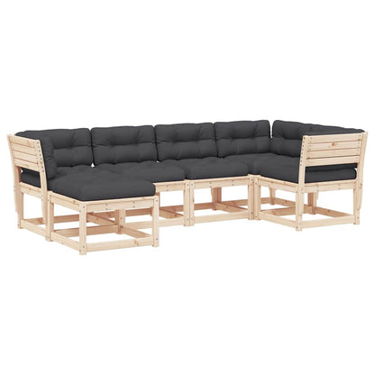 vidaXL 6 Piece Garden Sofa Set with Cushions Solid Wood Pine