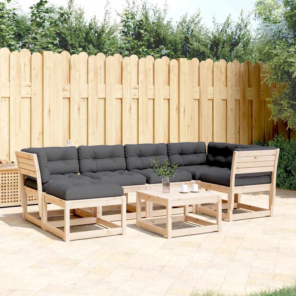 vidaXL 6 Piece Garden Sofa Set with Cushions Solid Wood Pine