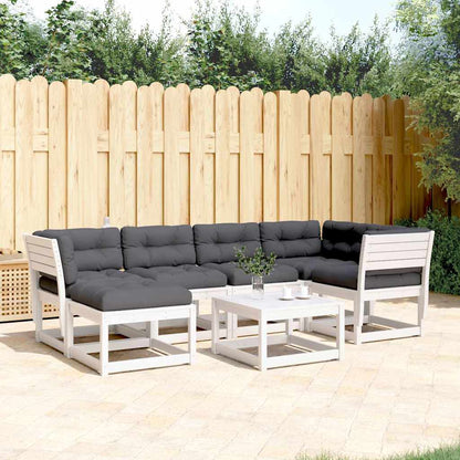 vidaXL 6 Piece Garden Sofa Set with Cushions White Solid Wood Pine