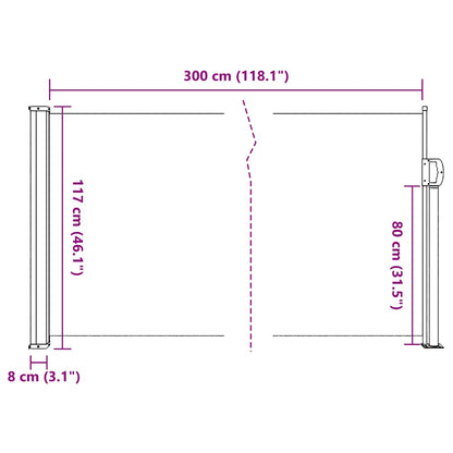 vidaXL Retractable Side Awning Black 117x300 cm