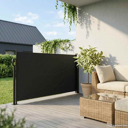 vidaXL Retractable Side Awning Black 120x500 cm