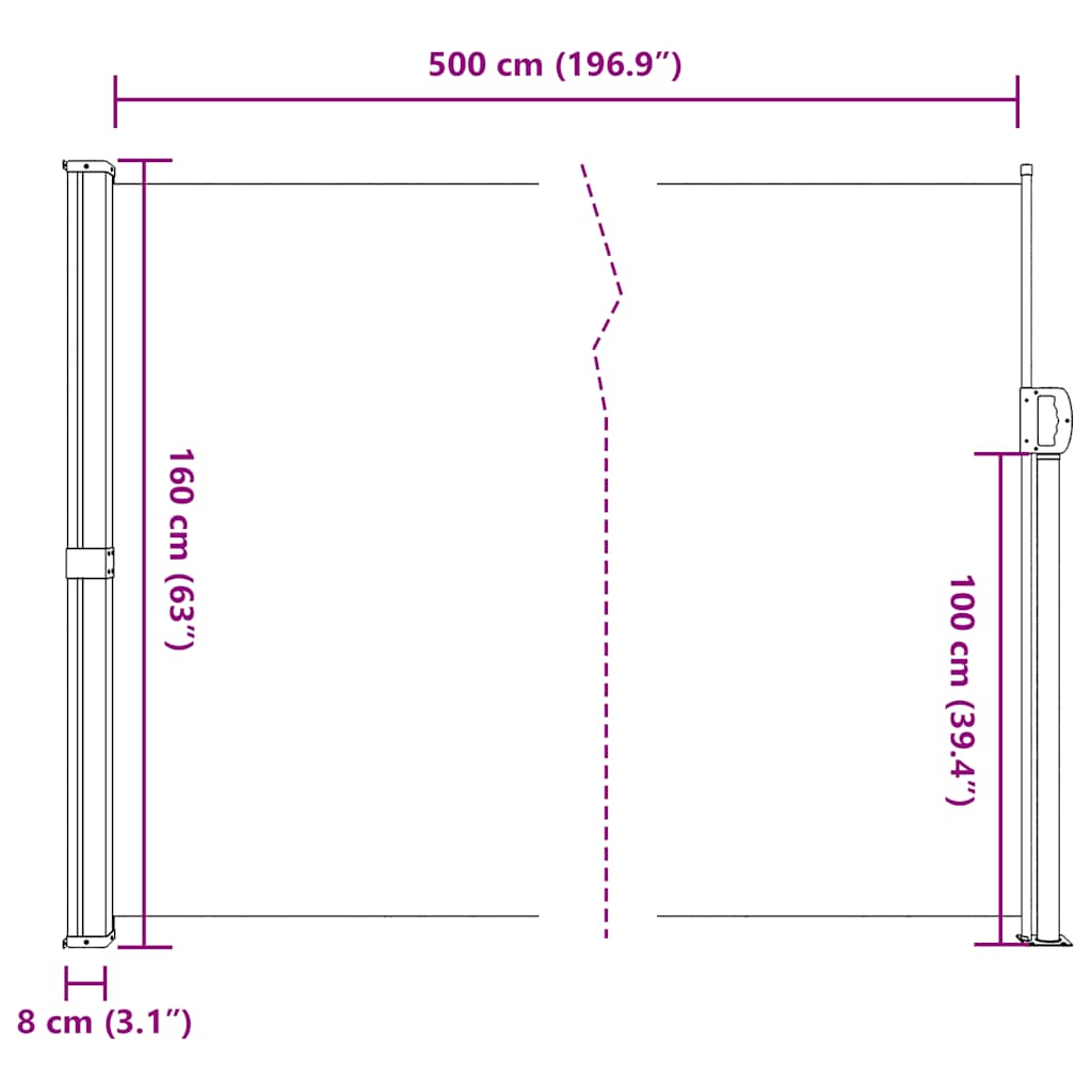 vidaXL Retractable Side Awning Anthracite 160x500 cm