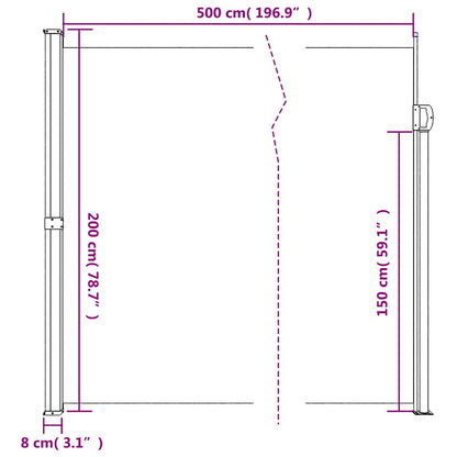 vidaXL Retractable Side Awning Black 200x500 cm