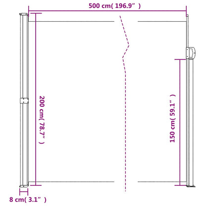 vidaXL Retractable Side Awning Dark Green 200x500 cm