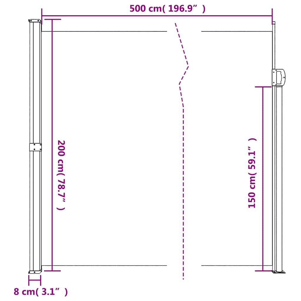 vidaXL Retractable Side Awning Anthracite 200x500 cm