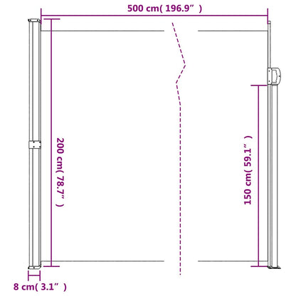 vidaXL Retractable Side Awning Anthracite 200x500 cm