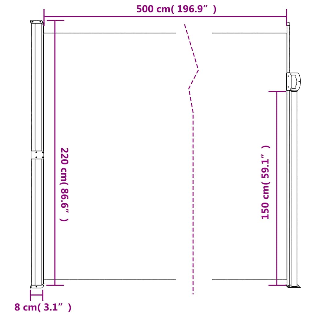 vidaXL Retractable Side Awning Anthracite 220x500 cm