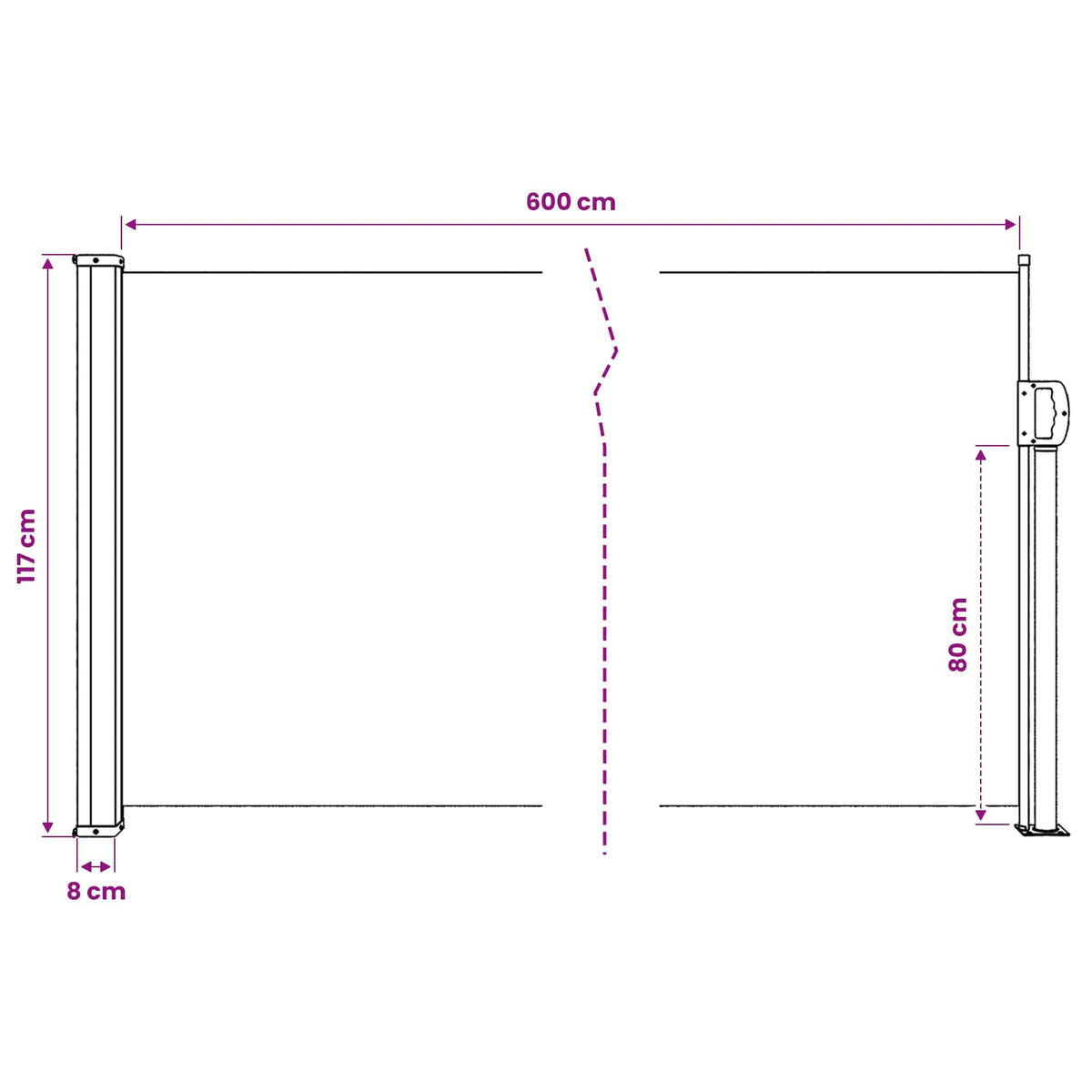 vidaXL Retractable Side Awning Brown 120x600 cm