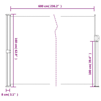 vidaXL Retractable Side Awning Blue 160x600 cm
