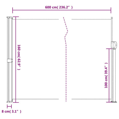 vidaXL Retractable Side Awning Beige 160x600 cm