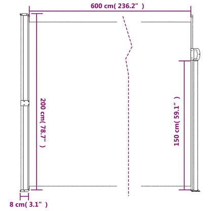 vidaXL Retractable Side Awning Anthracite 200x600 cm