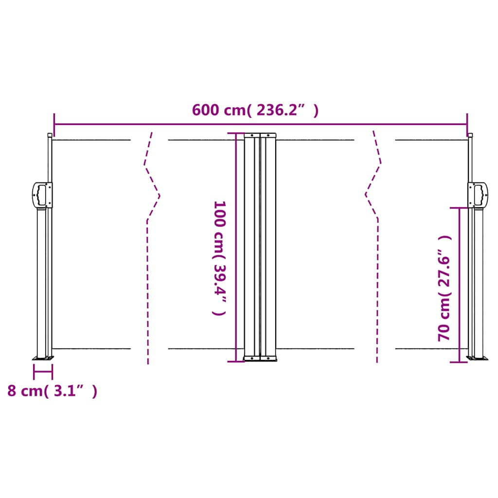 vidaXL Retractable Side Awning Blue 100x600 cm
