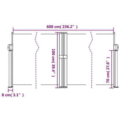 vidaXL Retractable Side Awning White 100x600 cm