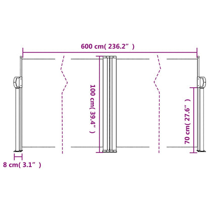 vidaXL Retractable Side Awning Terracotta 100x600 cm