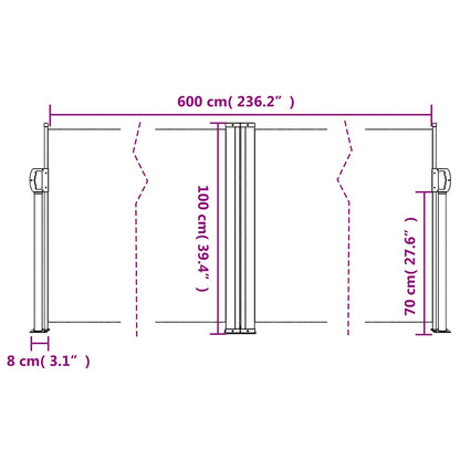vidaXL Retractable Side Awning Taupe 100x600 cm