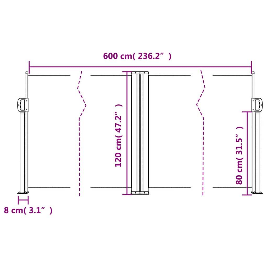 vidaXL Retractable Side Awning Blue 120x600 cm