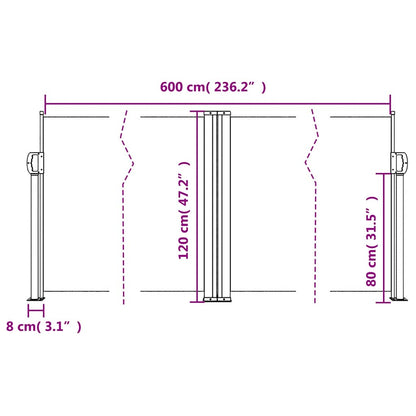 vidaXL Retractable Side Awning Blue 120x600 cm