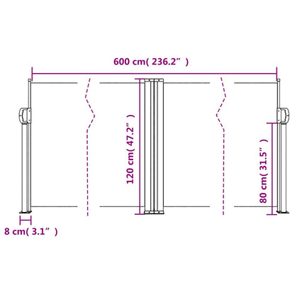 vidaXL Retractable Side Awning Anthracite 120x600 cm