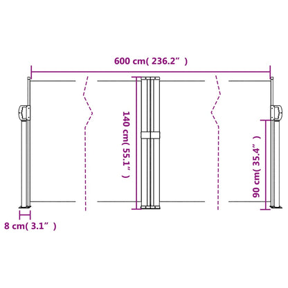 vidaXL Retractable Side Awning Beige 140x600 cm