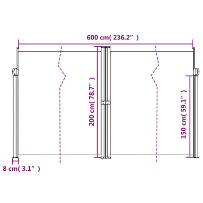 vidaXL Retractable Side Awning Red 200x600 cm