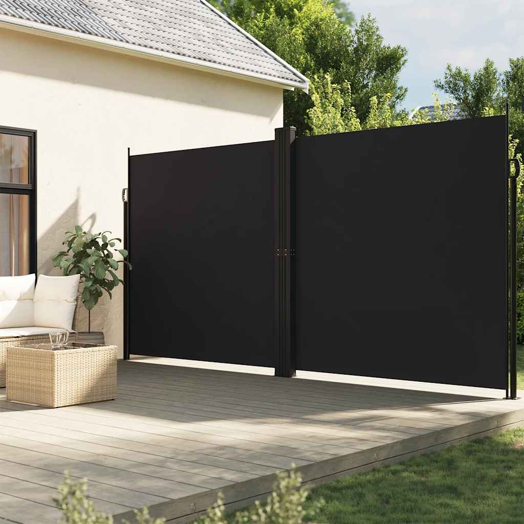 vidaXL Retractable Side Awning Black 220x600 cm