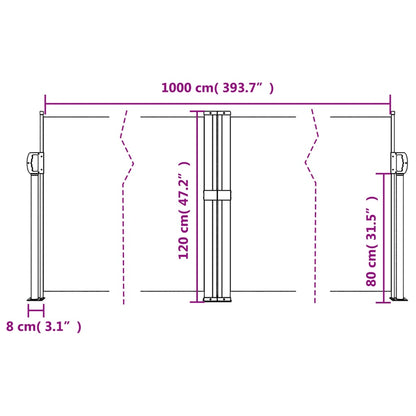 vidaXL Retractable Side Awning Red 120x1000 cm