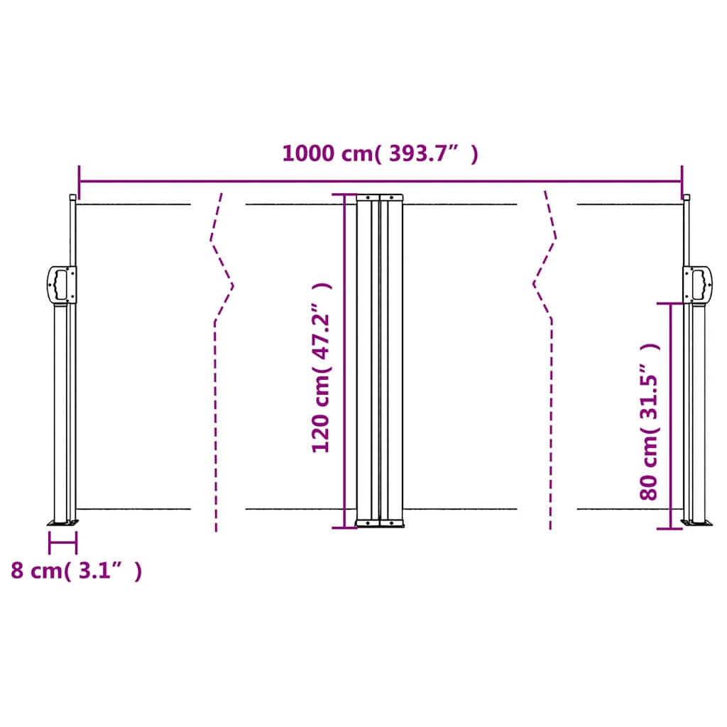 vidaXL Retractable Side Awning Red 120x1000 cm