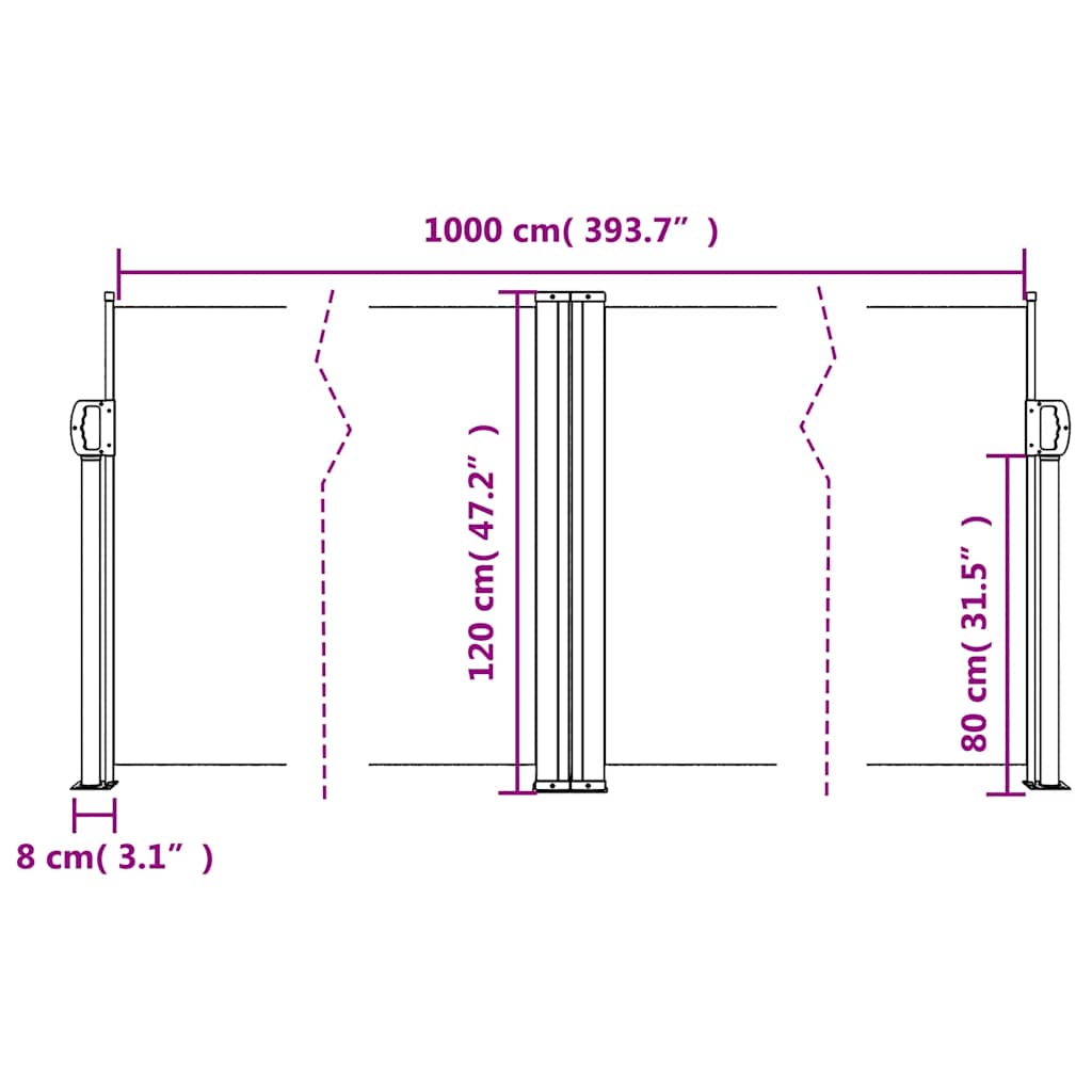 vidaXL Retractable Side Awning Terracotta 120x1000 cm