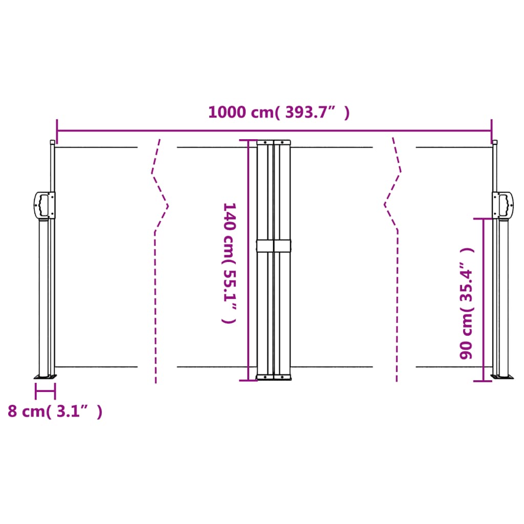 vidaXL Retractable Side Awning Taupe 140x1000 cm