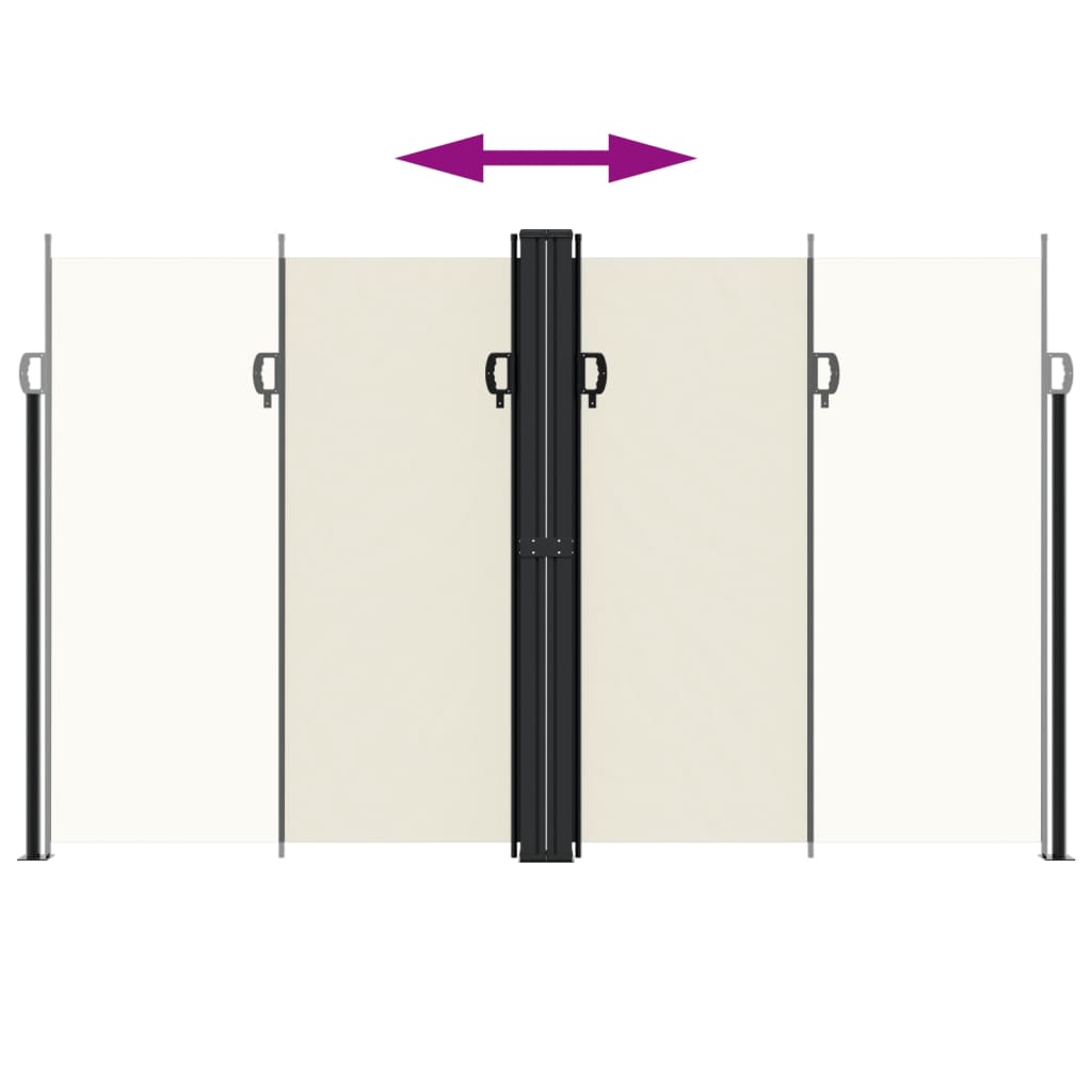 vidaXL Retractable Side Awning Cream 200x1000 cm