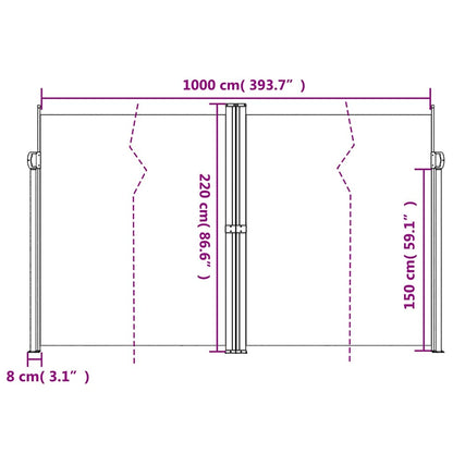 vidaXL Retractable Side Awning Anthracite 220x1000 cm