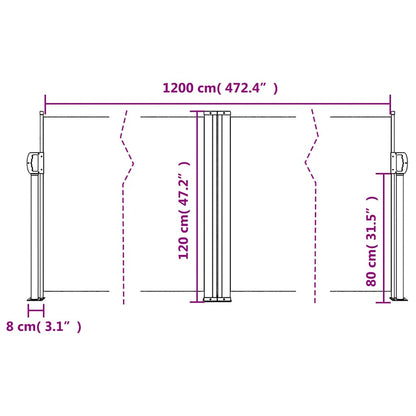 vidaXL Retractable Side Awning Anthracite 120x1200 cm