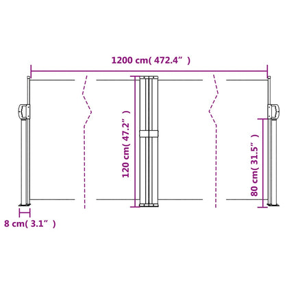 vidaXL Retractable Side Awning Terracotta 120x1200 cm