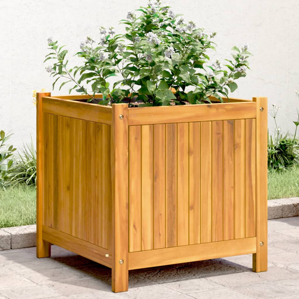 vidaXL Garden Planter with Liner 50x50x50 cm Solid Wood Acacia