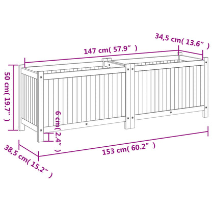 vidaXL Garden Planter with Liner 153x38.5x50 cm Solid Wood Acacia
