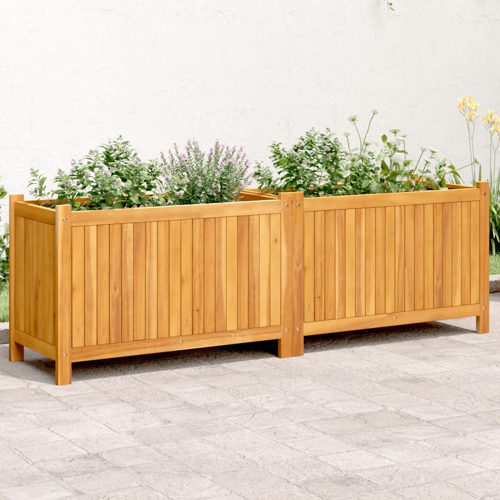 vidaXL Garden Planter with Liner 153x38.5x50 cm Solid Wood Acacia