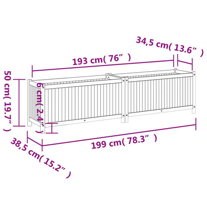 vidaXL Garden Planter with Liner 199x38.5x50 cm Solid Wood Acacia