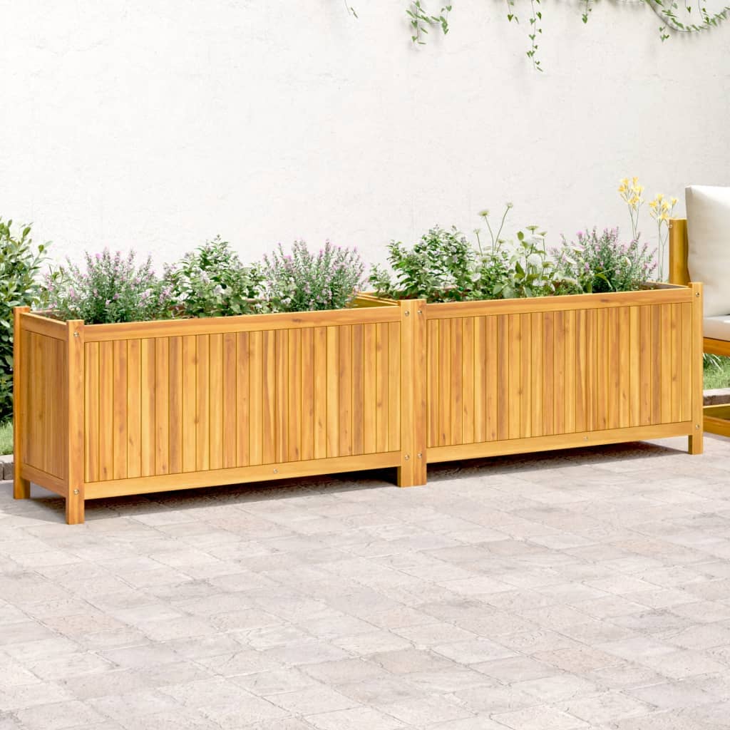 vidaXL Garden Planter with Liner 199x38.5x50 cm Solid Wood Acacia