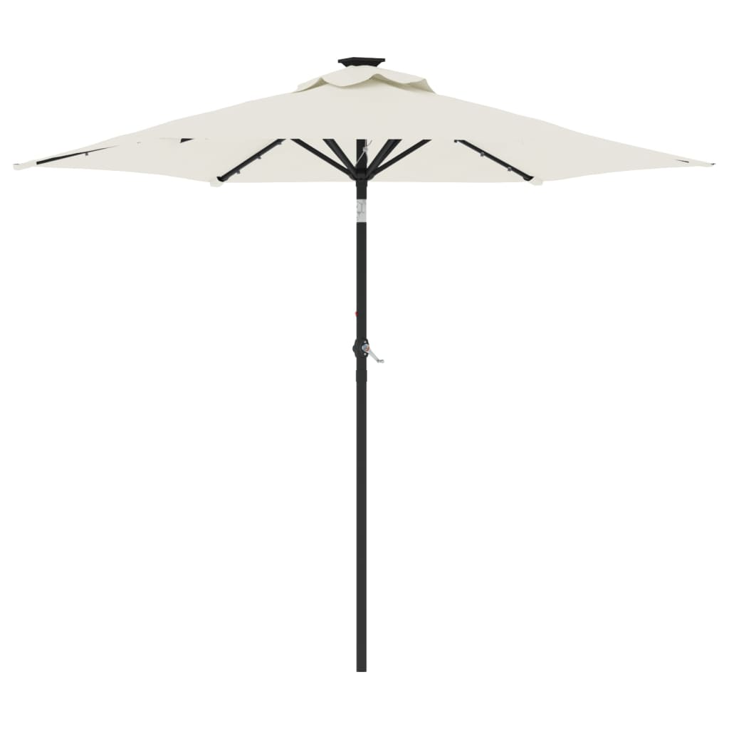 vidaXL Garden Parasol with LEDs and Steel Pole White 225x225x212cm