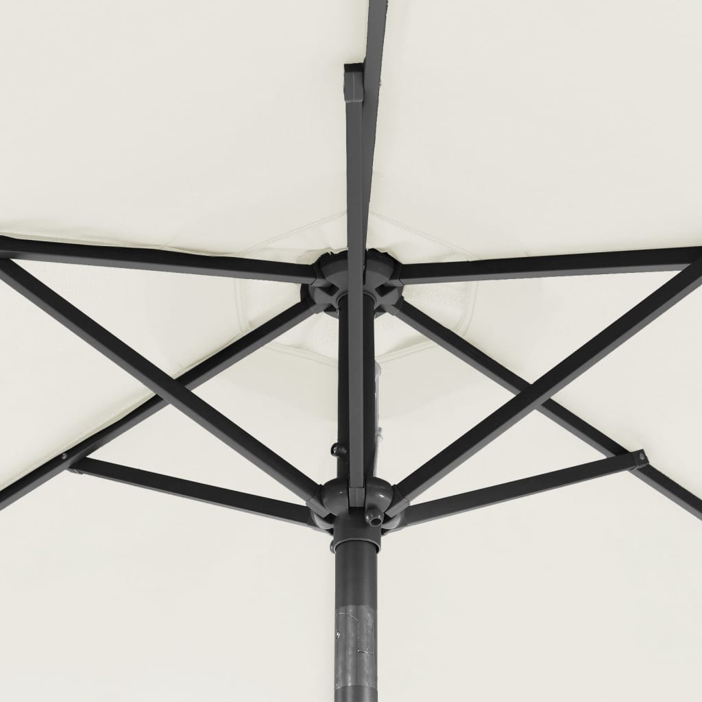 vidaXL Garden Parasol with LEDs and Steel Pole White 225x225x212cm