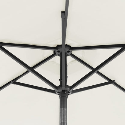 vidaXL Garden Parasol with LEDs and Steel Pole White 225x225x212cm