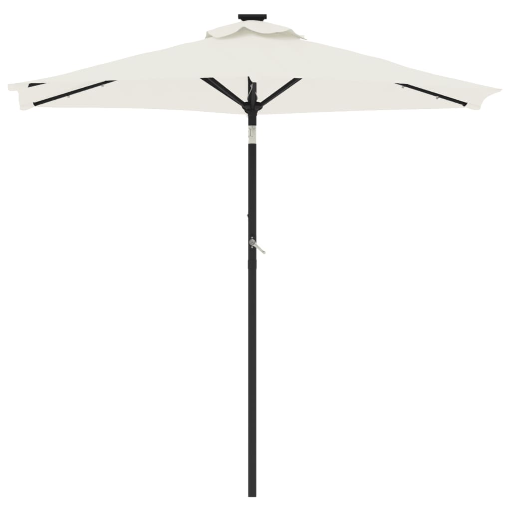 vidaXL Garden Parasol with LEDs and Steel Pole White 225x225x212cm