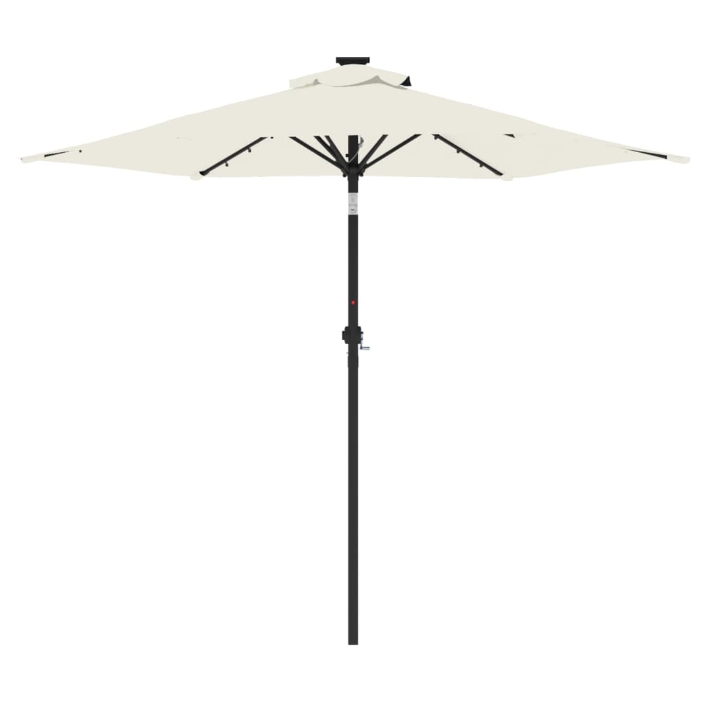 vidaXL Garden Parasol with LEDs and Steel Pole White 225x225x212cm