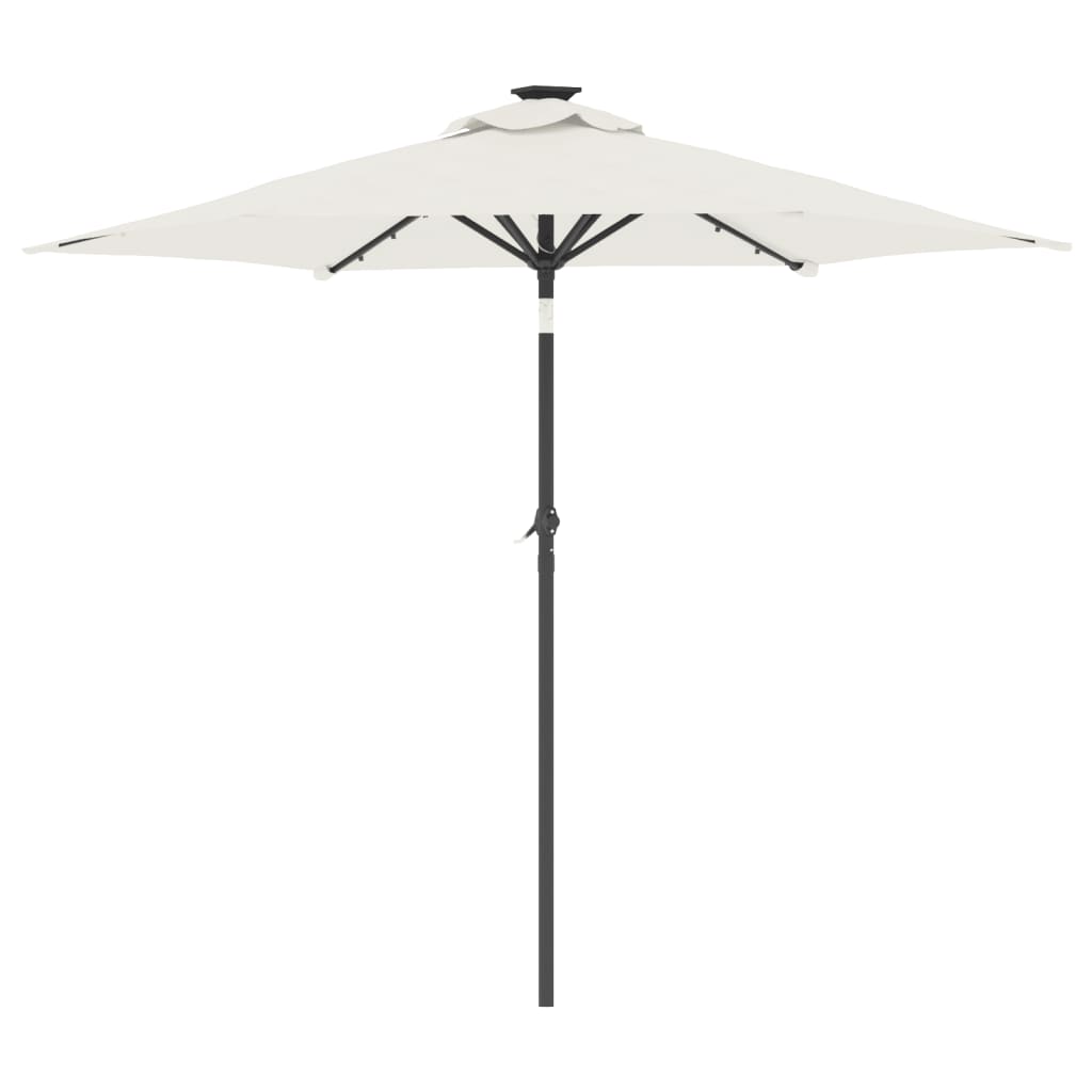 vidaXL Garden Parasol with LEDs and Steel Pole White 225x225x212cm