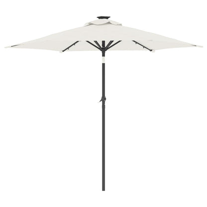 vidaXL Garden Parasol with LEDs and Steel Pole White 225x225x212cm