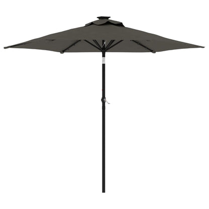 vidaXL Garden Parasol with LEDs&Steel Pole Anthracite 225x225x212cm